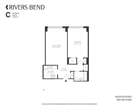 A black and white image of a floor plan for a rivers bend apartment.